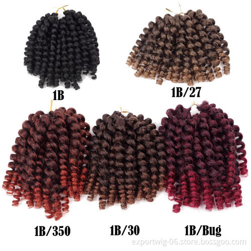 Cheap 8'' Jumpy Wand Curl Jamaican Bounce Synthetic Braiding Hair Extension Crochet Curly Braid Hair